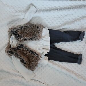 12-18M 3 piece fur vest set